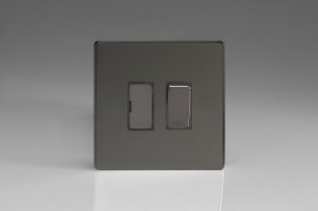 Varilight Flat Plate Screwless Iridium Black 13A Switched Fused Spur with Metal Inserts