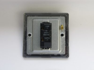 Varilight Flat Plate Screwless Jet Black 13A Unswitched Fused Spur with Metal Inserts - Image 2