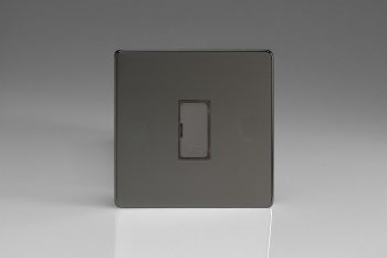 Varilight Flat Plate Screwless Iridium Black 13A Unswitched Fused Spur with Metal Inserts