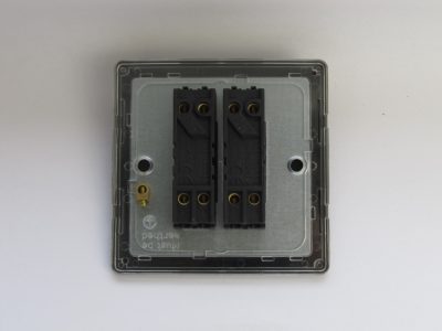 Varilight Flat Plate Screwless Satin Chrome 2-Gang 10A Intermediate Rocker Switch - Image 2