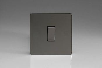Varilight Flat Plate Screwless Iridium Black 1-Gang 10A Intermediate Rocker Switch