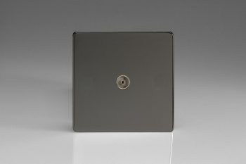 Varilight Flat Plate Screwless Iridium Black 1-Gang TV Socket, Co-Axial