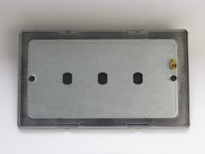 Varilight Flat Plate Screwless Brushed Steel Double Blank Plate - Image 2