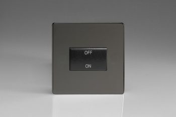 Varilight Flat Plate Screwless Iridium Black 10A Fan Isolating Switch (3 Pole)