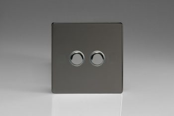 Varilight Flat Plate Screwless Iridium Black 2 Gang 6 Amp 1-Way Push-to-Make Momentary Switch