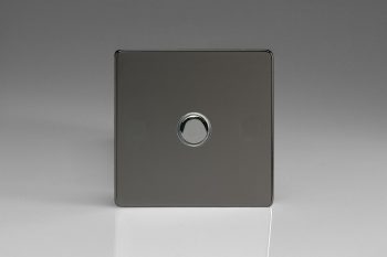 Varilight Flat Plate Screwless Iridium Black 1-Gang 6A 1- or 2-Way Push-On/Off Impulse Switch