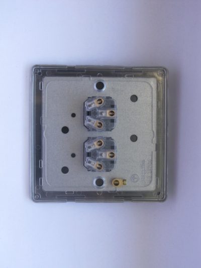 Varilight Flat Plate Screwless Brushed Bronze 2-Gang 6A 1- or 2-Way Push-On/Off Impulse Switch - Image 2