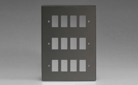 Varilight Iridium Black 12-Gang Grid Plate (Triple Twin Plate) Faceplate