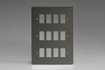 Varilight Iridium Black 12-Gang Grid Plate (Triple Twin Plate) Faceplate