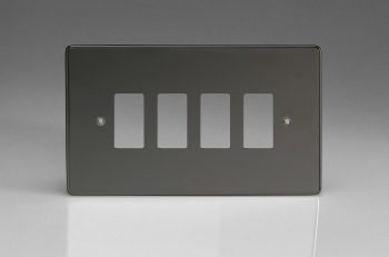 Varilight Iridium Black 4-Gang Grid Plate (Twin Plate) Faceplate