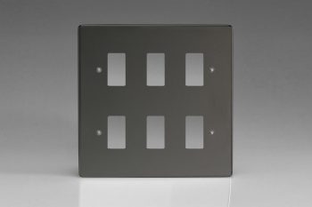Varilight Iridium Black 6-Gang Grid Plate (Double Twin Plate) Faceplate