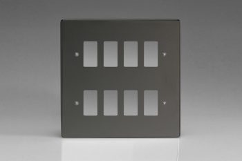 Varilight Iridium Black 8-Gang Grid Plate (Double Twin Plate) Faceplate