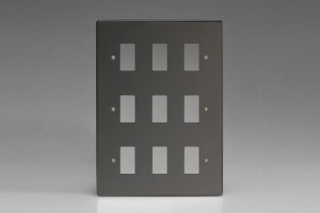 Varilight Flat Plate Iridium Black PowerGrid 9-Gang Grid Plate (Triple Twin Plate)