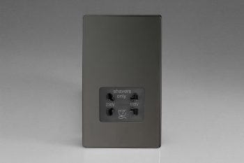 Varilight Screwless Iridium Black Dual Voltage Shaver Socket 230V/115V