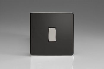 Varilight Flat Plate Screwless Jet Black 1-Gang 10A 1- or 2-Way Rocker Switch