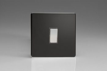 Varilight Flat Plate Screwless Jet Black 1-Gang 20A Double Pole Rocker Switch