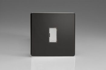 Varilight Flat Plate Screwless Jet Black 13A Unswitched Fused Spur with Metal Inserts