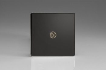 Varilight Flat Plate Screwless Jet Black 1-Gang TV Socket, Co-Axial