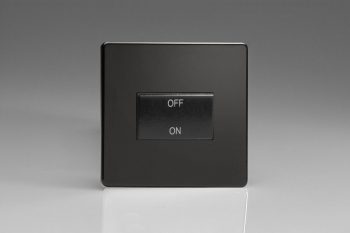 Varilight Flat Plate Screwless Jet Black 10A Fan Isolating Switch (3 Pole)