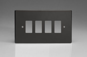 Varilight Jet Black 4-Gang Grid Plate (Twin Plate) Faceplate