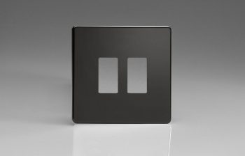 Varilight Screwless Jet Black 2-Gang PowerGrid Plate including Yoke (Single Plate)