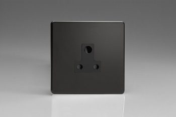 Varilight Screw less Jet Black 1-Gang 5A Round Pin Socket