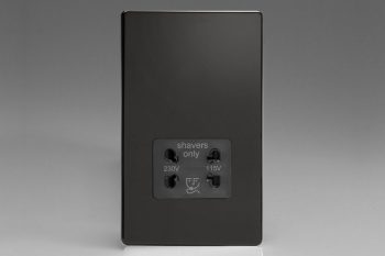 Varilight Screwless Jet Black Dual Voltage Shaver Socket 230V/115V