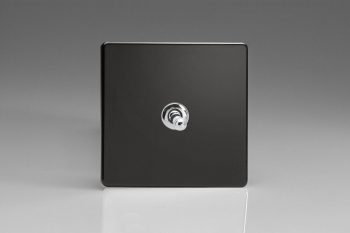 Varilight Flat Plate Screwless Jet Black 1-Gang 10A 1- or 2-Way Toggle Switch