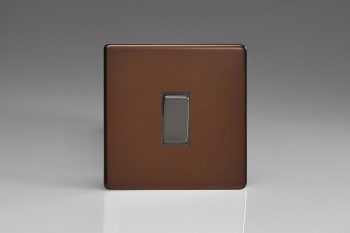 Varilight Flat Plate Screwless Mocha 1-Gang 20A Double Pole Rocker Switch