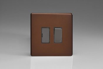 Varilight Flat Plate Screwless Mocha 13A Switched Fused Spur with Metal Inserts
