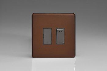 Varilight Flat Plate Screwless Mocha 13A Switched Fused Spur + Neon with Metal Inserts