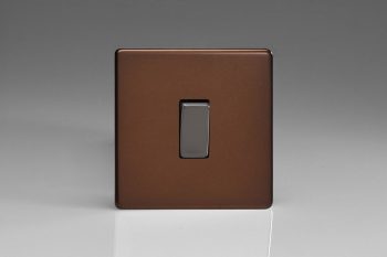 Varilight Flat Plate Screwless Mocha 1-Gang 10A Intermediate Rocker Switch