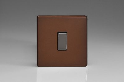 Varilight Flat Plate Screwless Mocha 1-Gang 10A Intermediate Rocker Switch