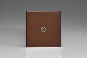 Varilight Flat Plate Screwless Mocha 1-Gang TV Socket, Co-Axial