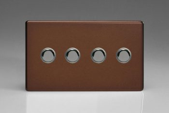 Varilight Flat Plate Screwless 4-Gang 6A 1-Way Push-to-Make Momentary Switch (Twin Plate)
