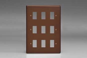 Varilight Screwless Mocha 9-Gang Grid Plate (Triple Twin Plate)