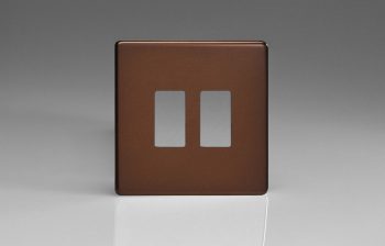 Varilight Screwless Mocha 2-Gang PowerGrid Plate including Yoke (Single Plate)