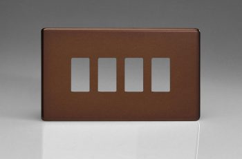 Varilight Screwless Mocha 4-Gang PowerGrid Plate including Yoke (Twin Plate)