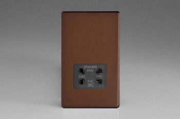 Varilight Screwless Mocha Dual Voltage Shaver Socket 230V/115V