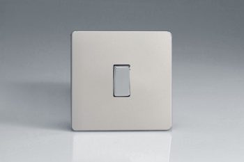 Varilight Flat Plate Screwless Satin Chrome 1-Gang 10A 1- or 2-Way Rocker Switch