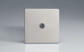 Varilight Flat Plate Screwless Satin Chrome 1-Gang TV Socket, Co-Axial