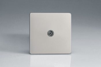 Varilight Flat Plate Screwless Satin Chrome 1-Gang TV Socket, Co-Axial