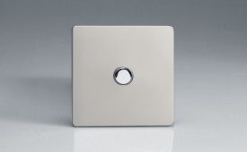 Varilight Flat Plate Screwless Satin Chrome 1-Gang 6A 1- or 2-Way Push-On/Off Impulse Switch