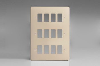 Varilight Satin Chrome 12-Gang Grid Plate (Triple Twin Plate)