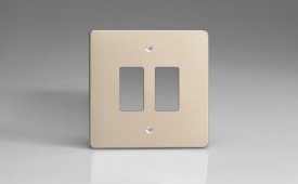 Varilight Satin Chrome 2-Gang Grid Plate (Single Plate) Faceplate