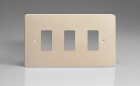 Varilight Satin Chrome 3-Gang Grid Plate (Twin Plate) Faceplate