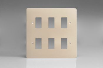 Varilight Satin Chrome 6-Gang Grid Plate (Double Twin Plate) Faceplate