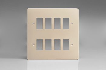 Varilight Satin Chrome 8-Gang Grid Plate (Double Twin Plate) Faceplate