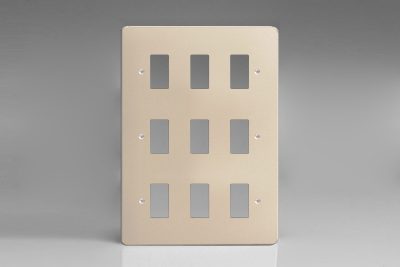 Varlight Satin Chrome 9-Gang Grid Plate (Triple Twin Plate)