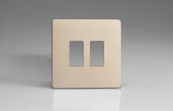 Varilight Satin Chrome 2-Gang Screwless PowerGrid Plate including Yoke (Single Plate)